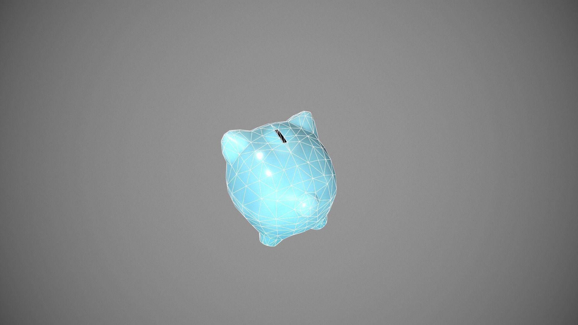Blue Piggy Bank Low-poly 3D model_17