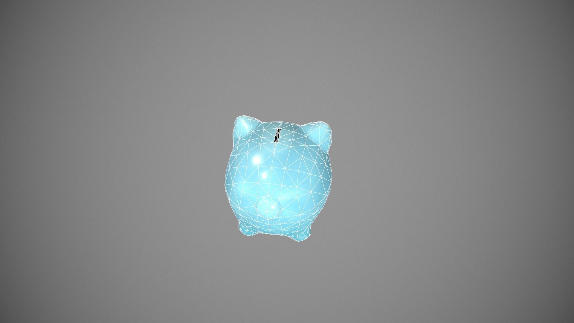 Blue Piggy Bank Low-poly 3D model_16