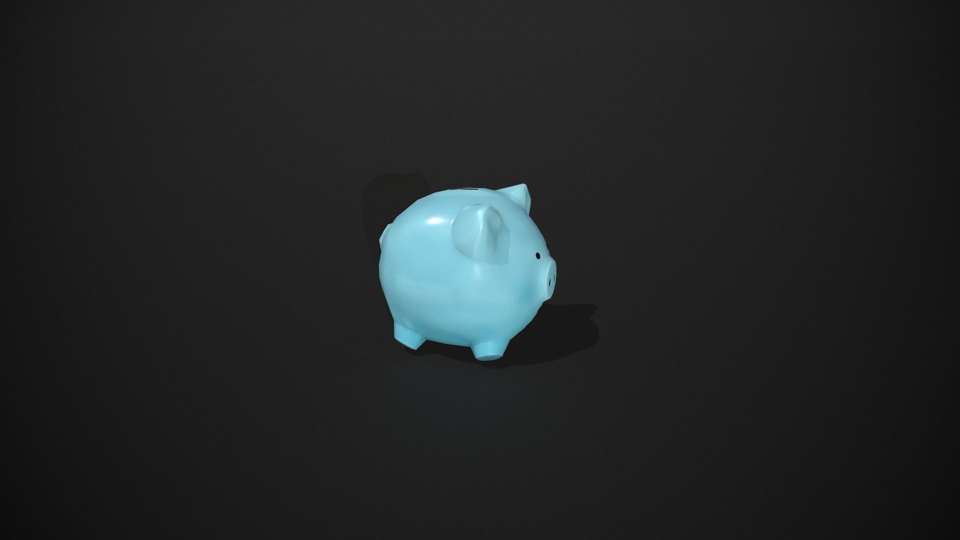 Blue Piggy Bank Low-poly 3D model_1