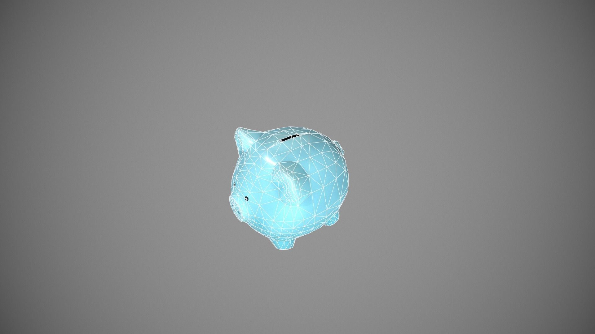 Blue Piggy Bank Low-poly 3D model_20