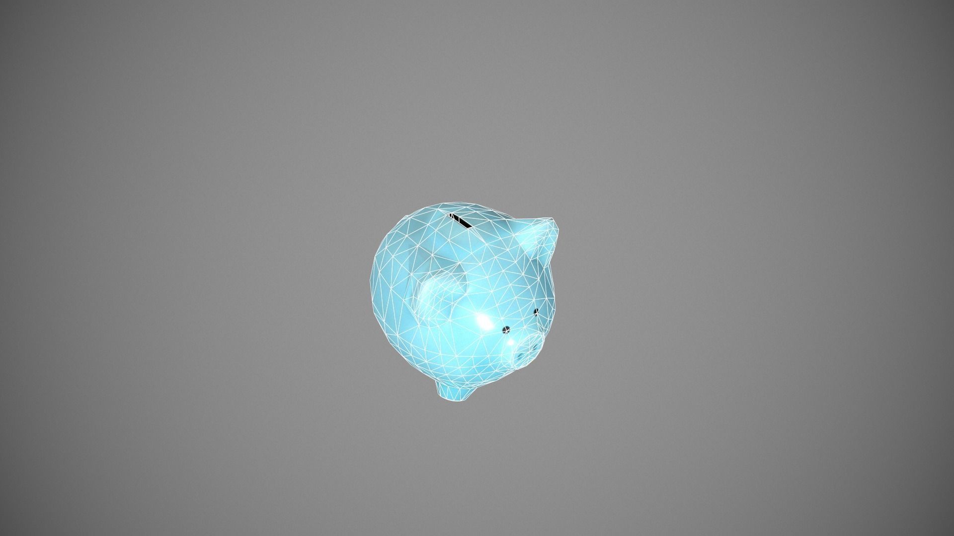 Blue Piggy Bank Low-poly 3D model_12