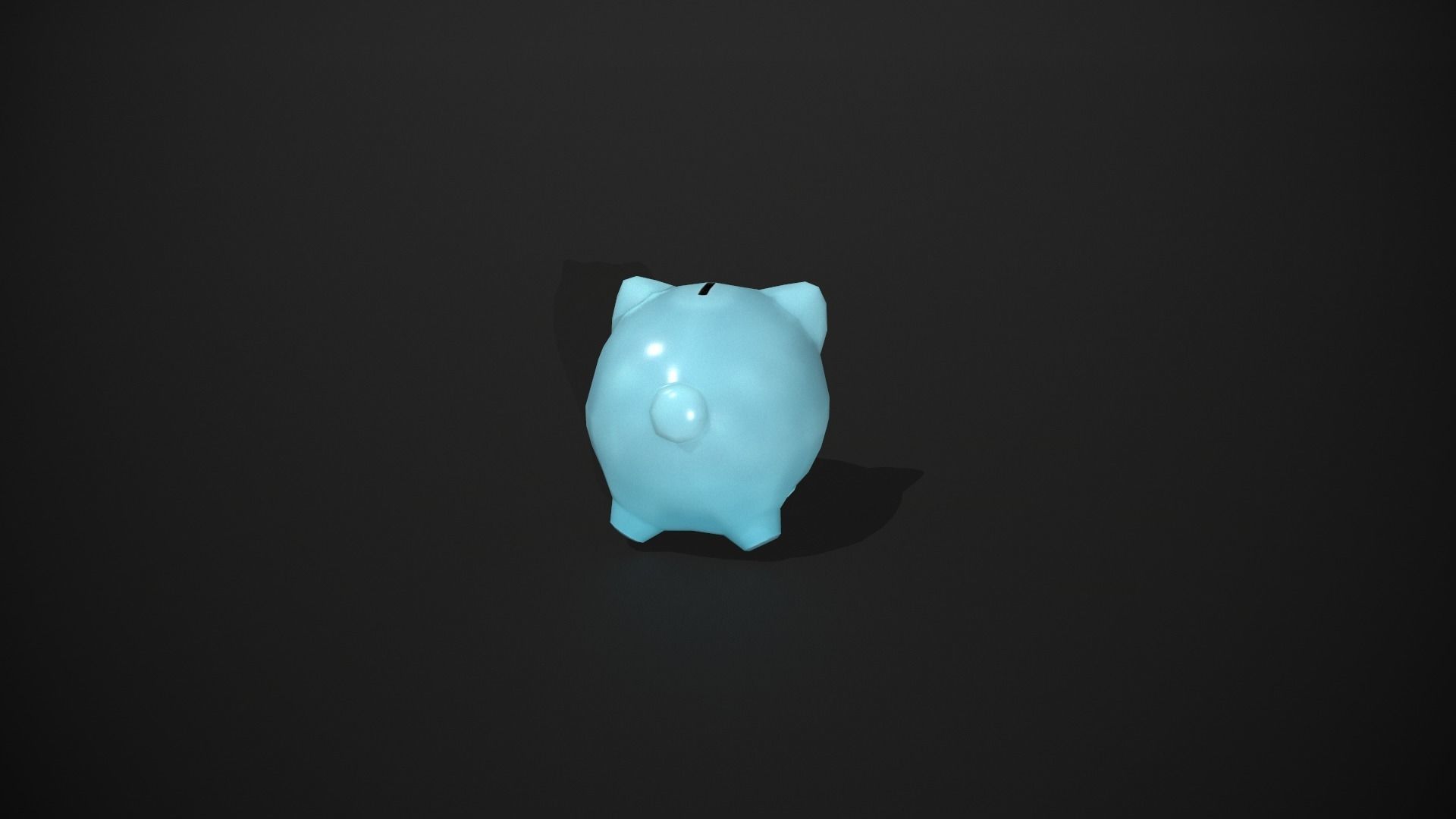 Blue Piggy Bank Low-poly 3D model_4