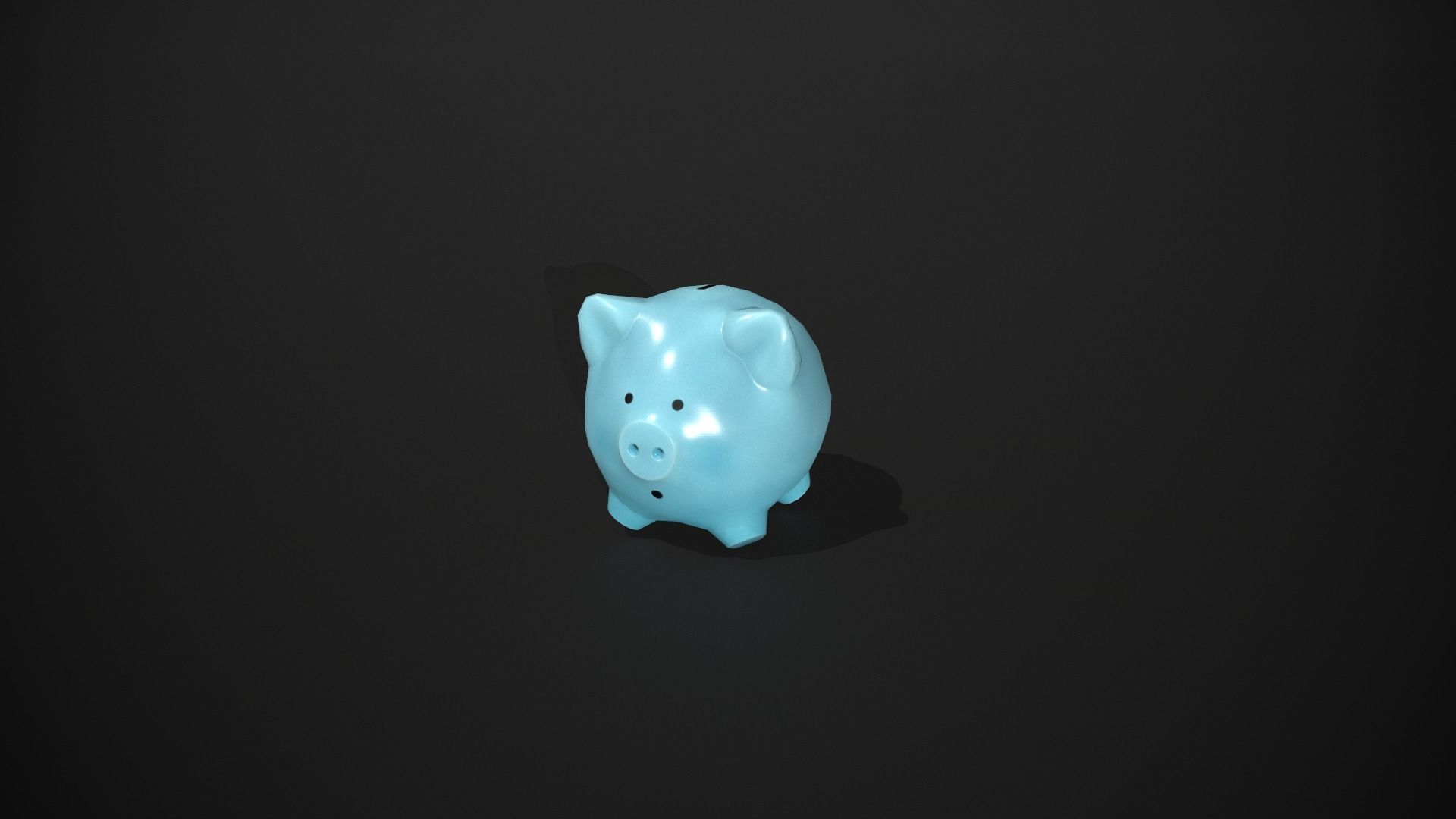 Blue Piggy Bank Low-poly 3D model_9