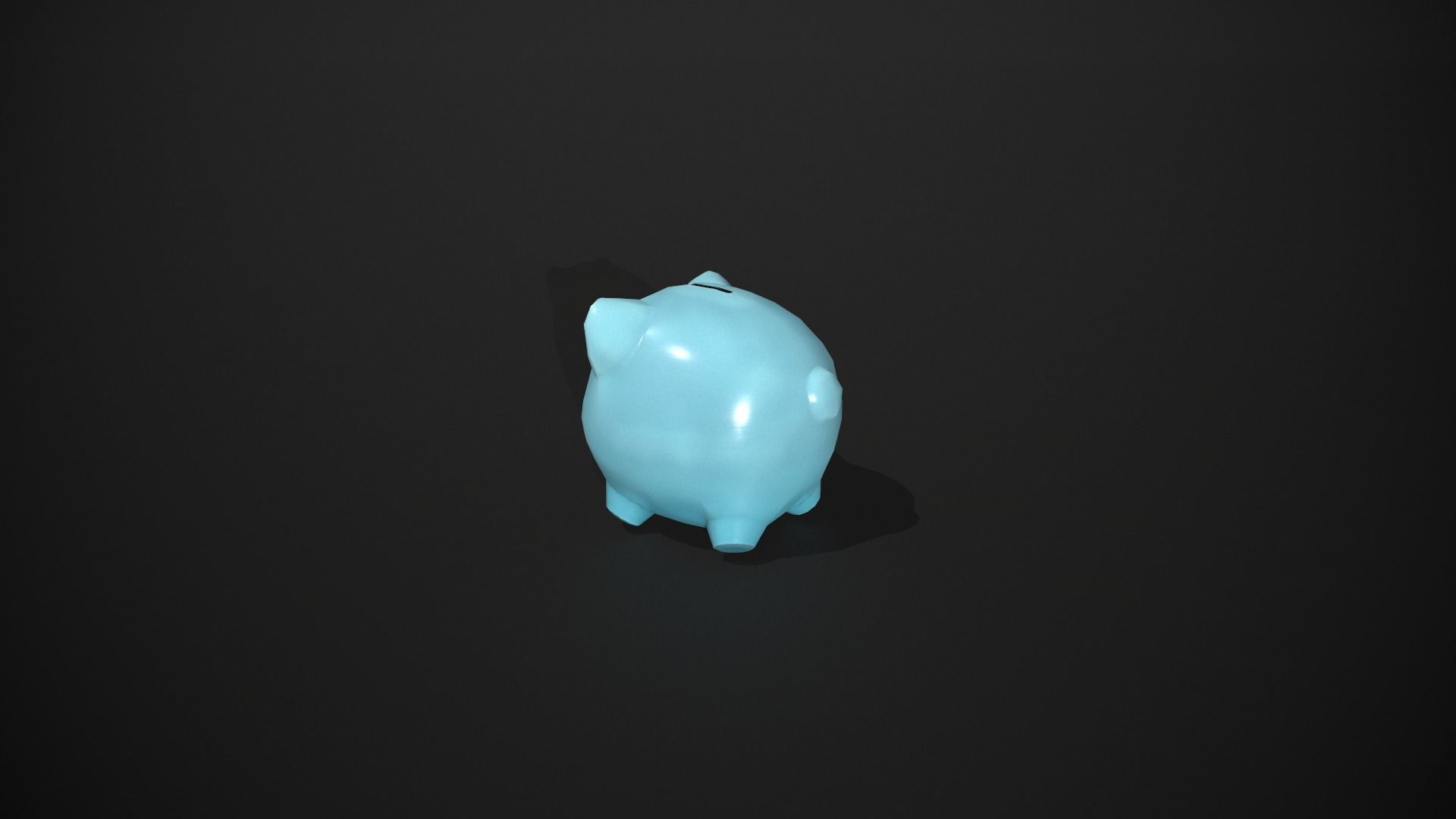Blue Piggy Bank Low-poly 3D model_6