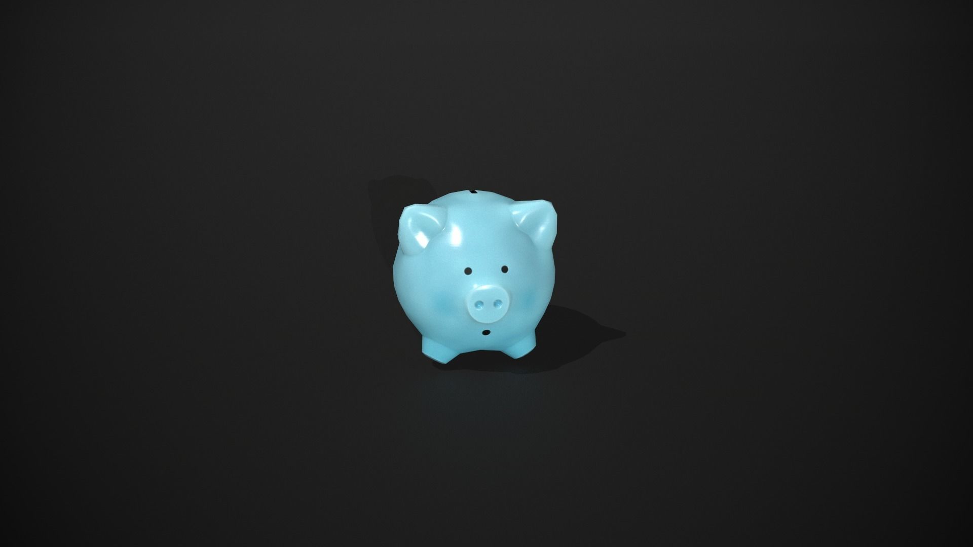 Blue Piggy Bank Low-poly 3D model_10