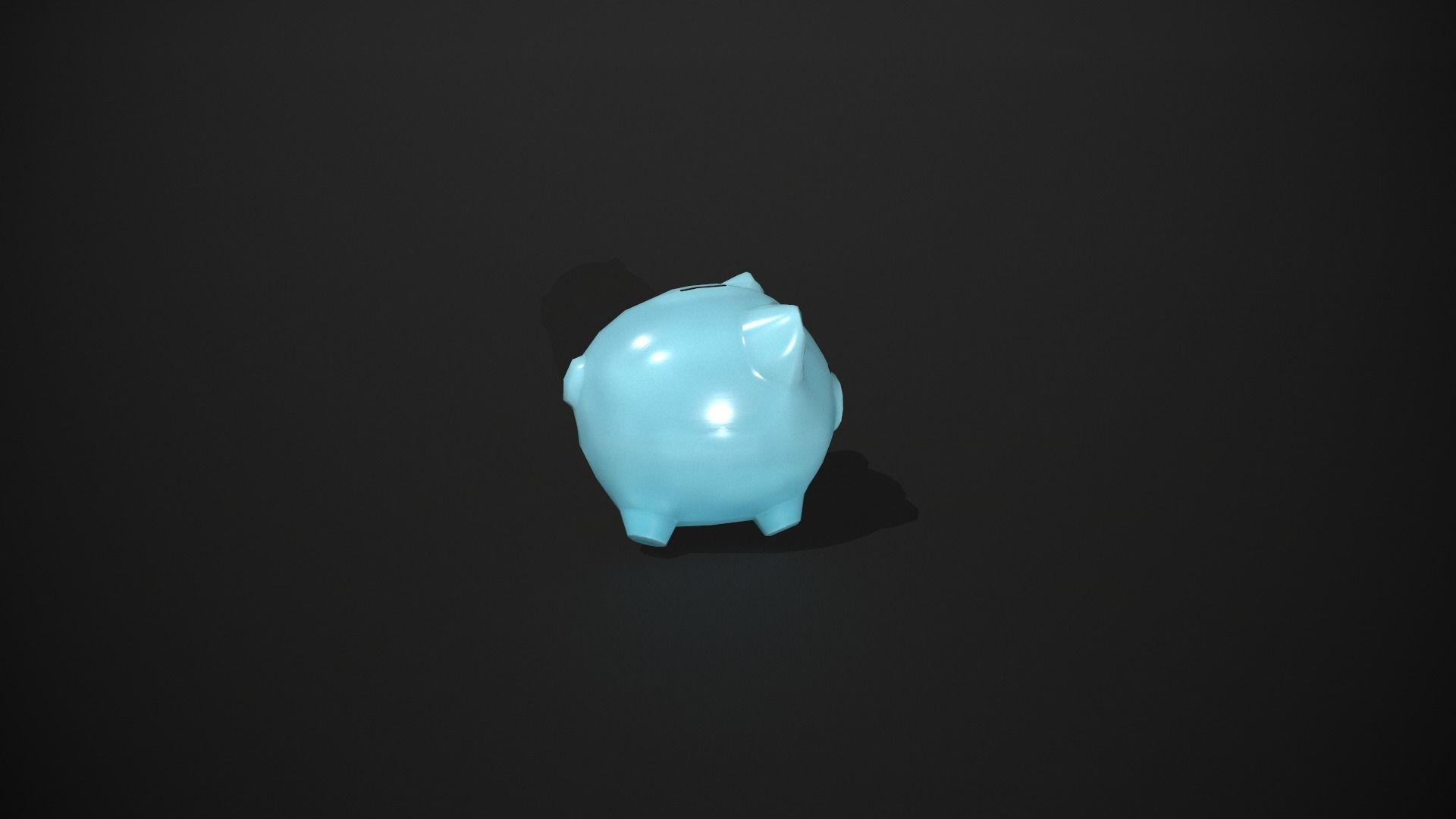 Blue Piggy Bank Low-poly 3D model_2
