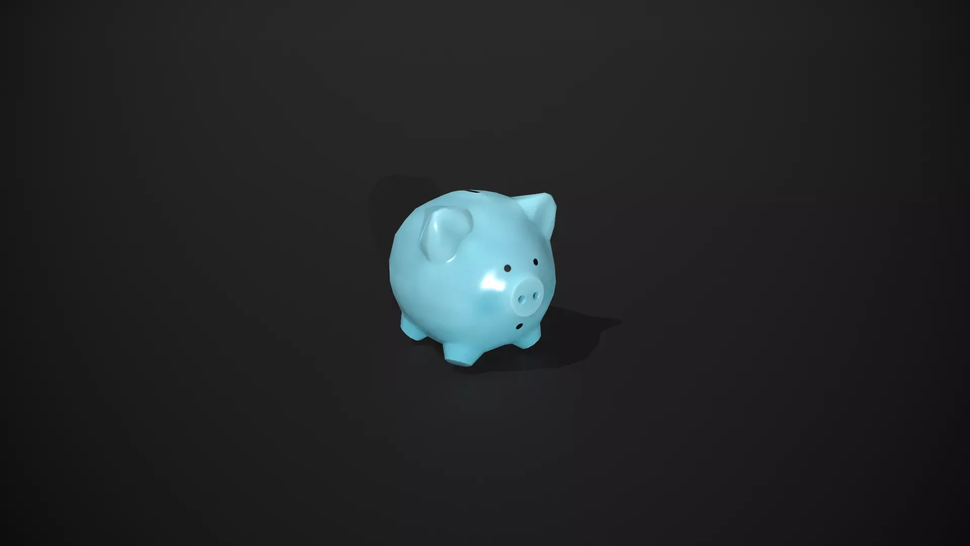 Blue Piggy Bank Low-poly 3D model_0
