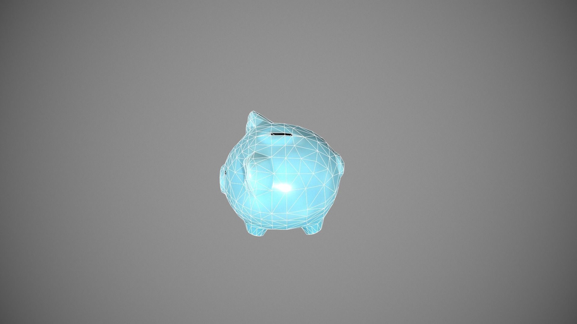 Blue Piggy Bank Low-poly 3D model_19