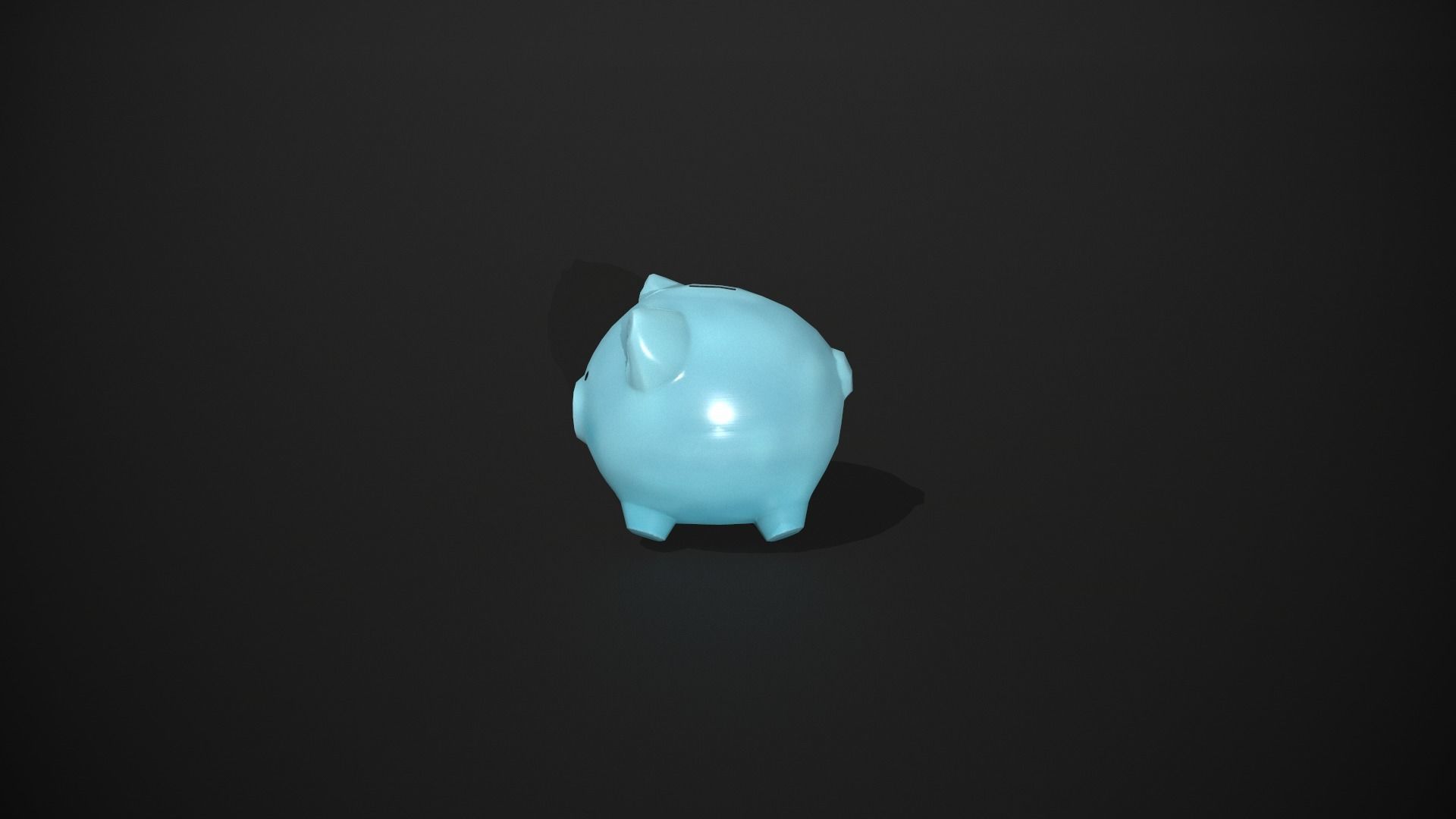 Blue Piggy Bank Low-poly 3D model_7