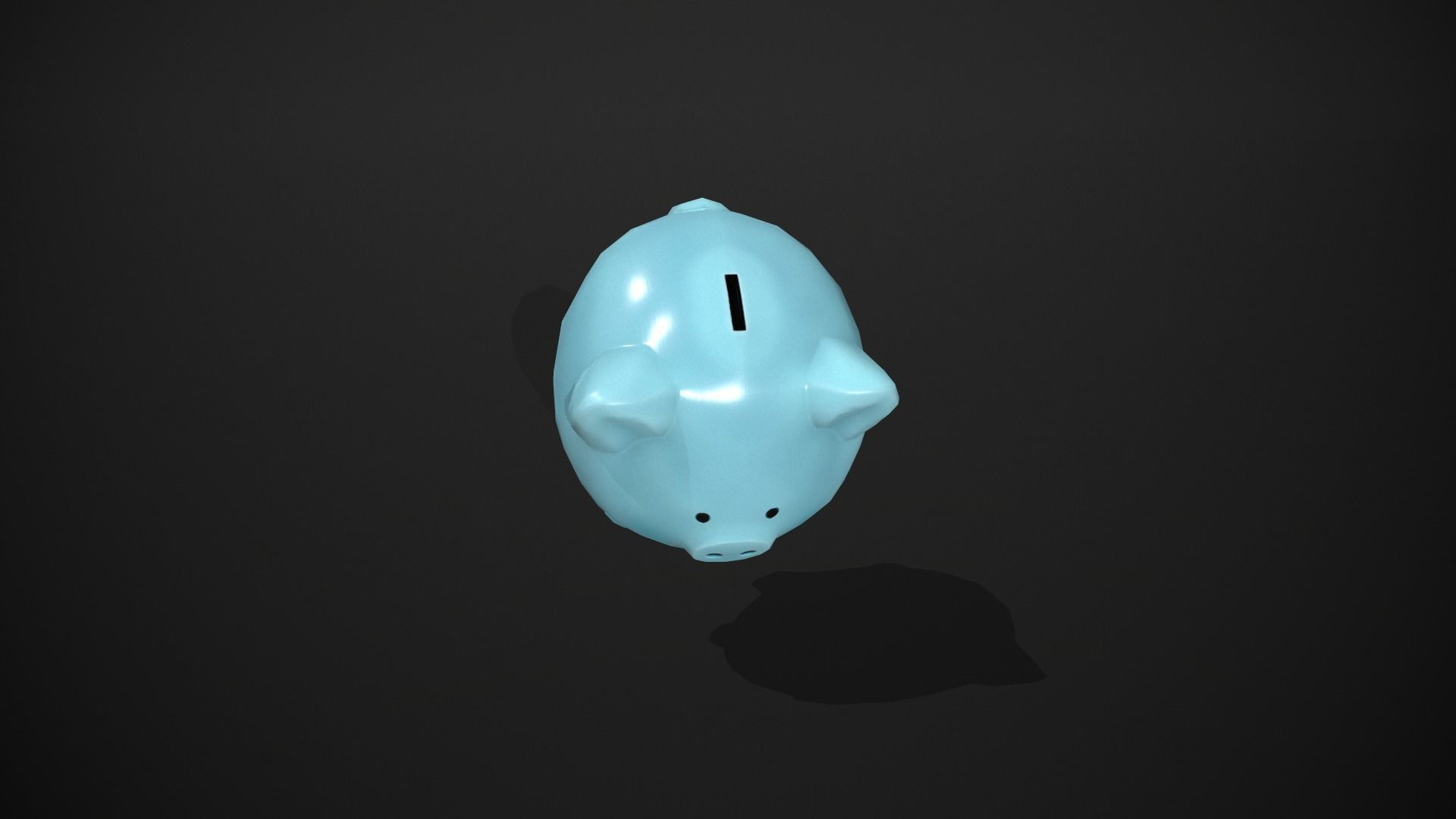 Blue Piggy Bank Low-poly 3D model_24