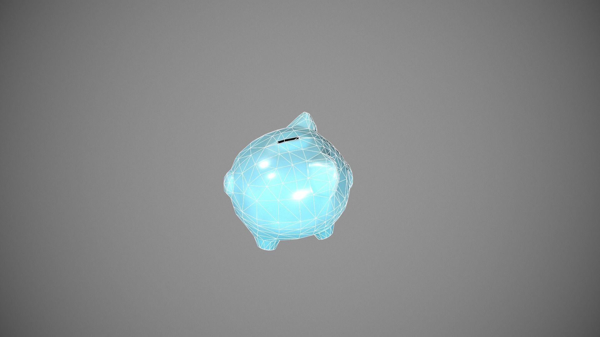 Blue Piggy Bank Low-poly 3D model_14