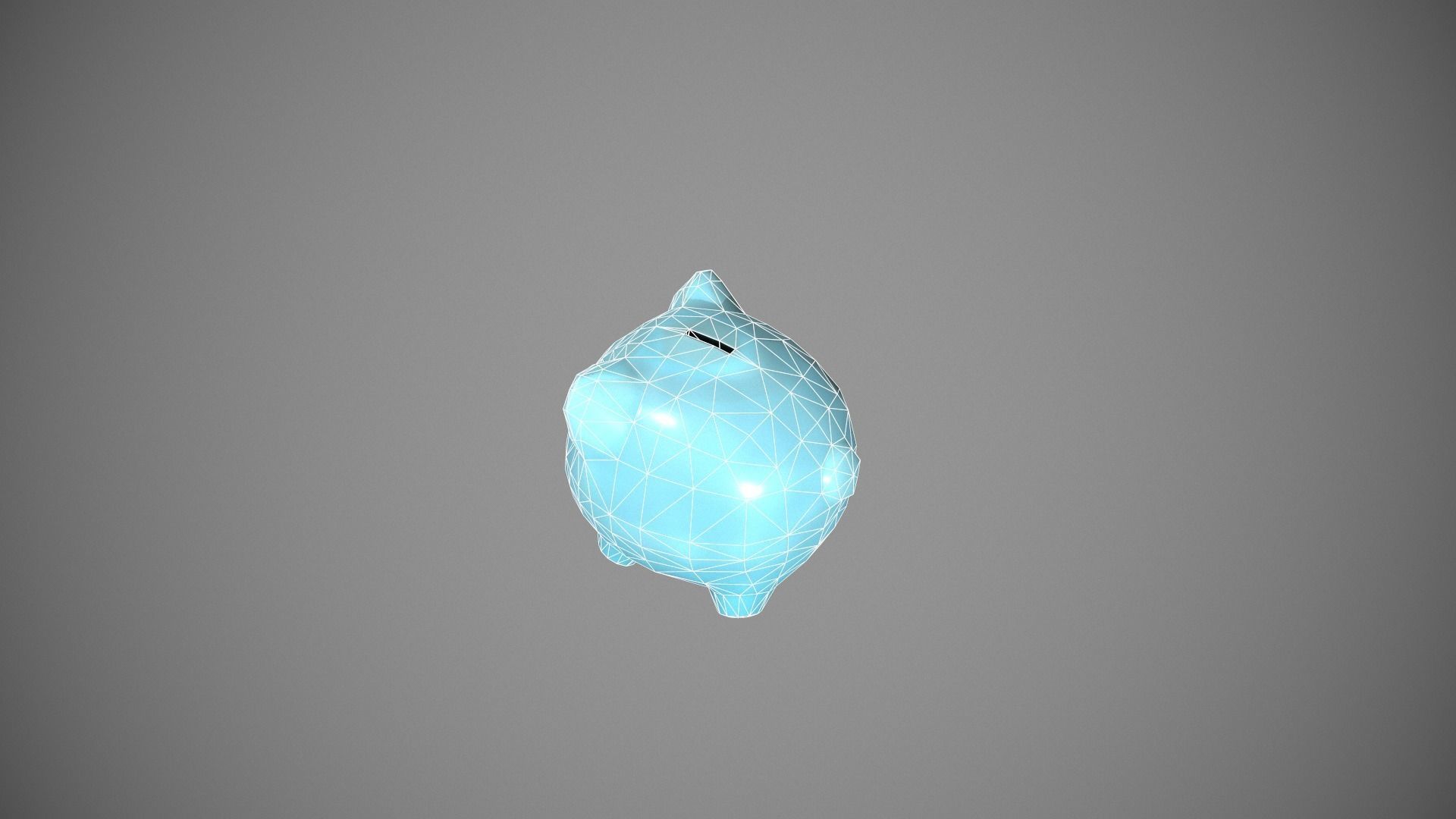 Blue Piggy Bank Low-poly 3D model_18