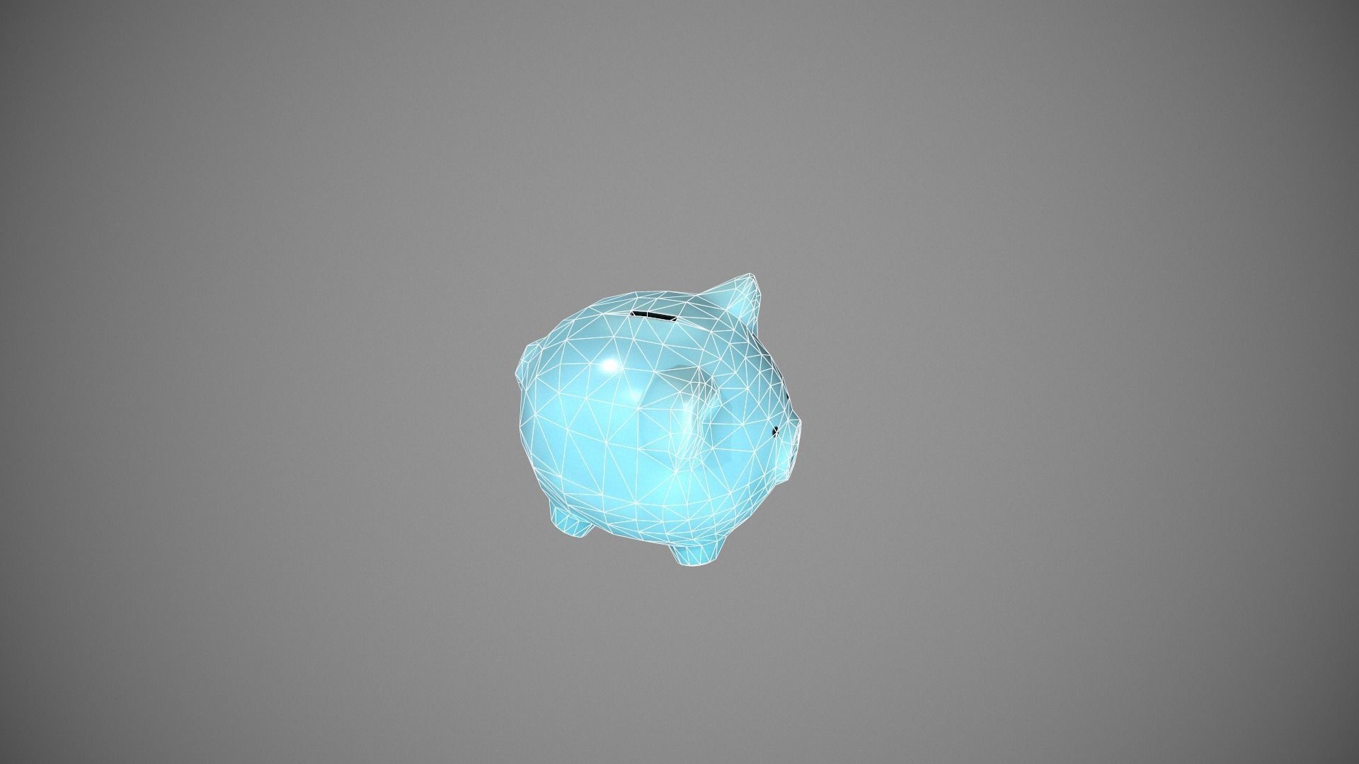 Blue Piggy Bank Low-poly 3D model_13