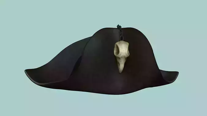 Crow Skull Pirate Hat - Character Costume Low-poly 3D model