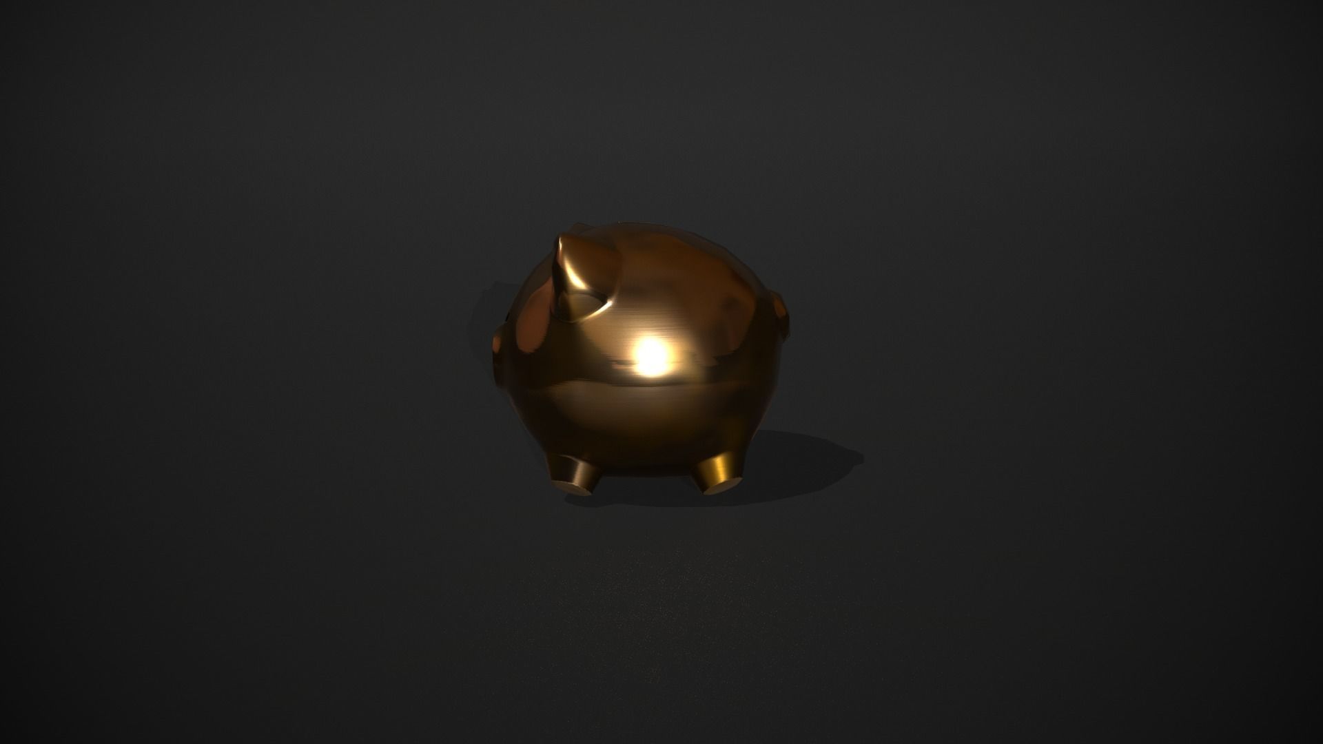Gold Piggy Bank Low-poly 3D model_7