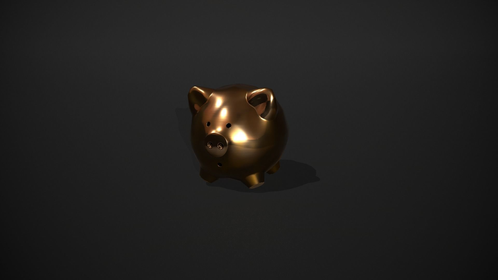 Gold Piggy Bank Low-poly 3D model_9