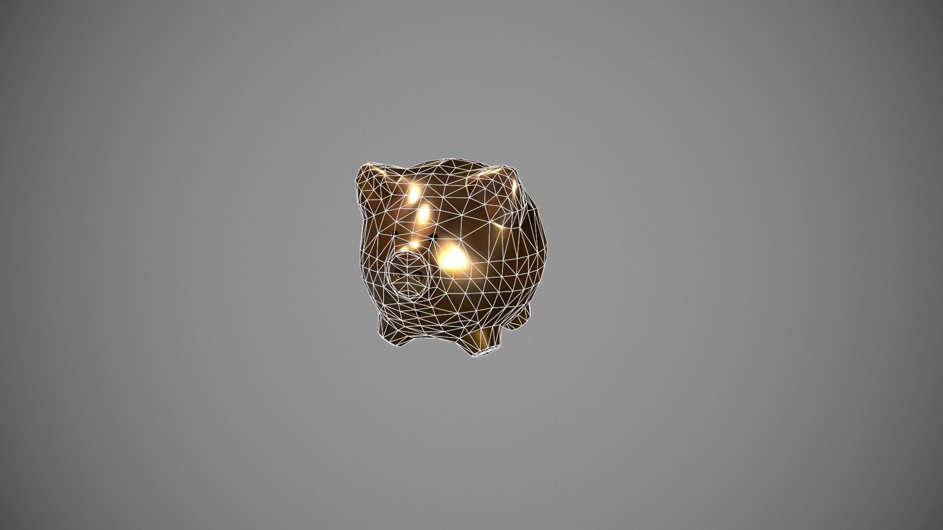 Gold Piggy Bank Low-poly 3D model_23