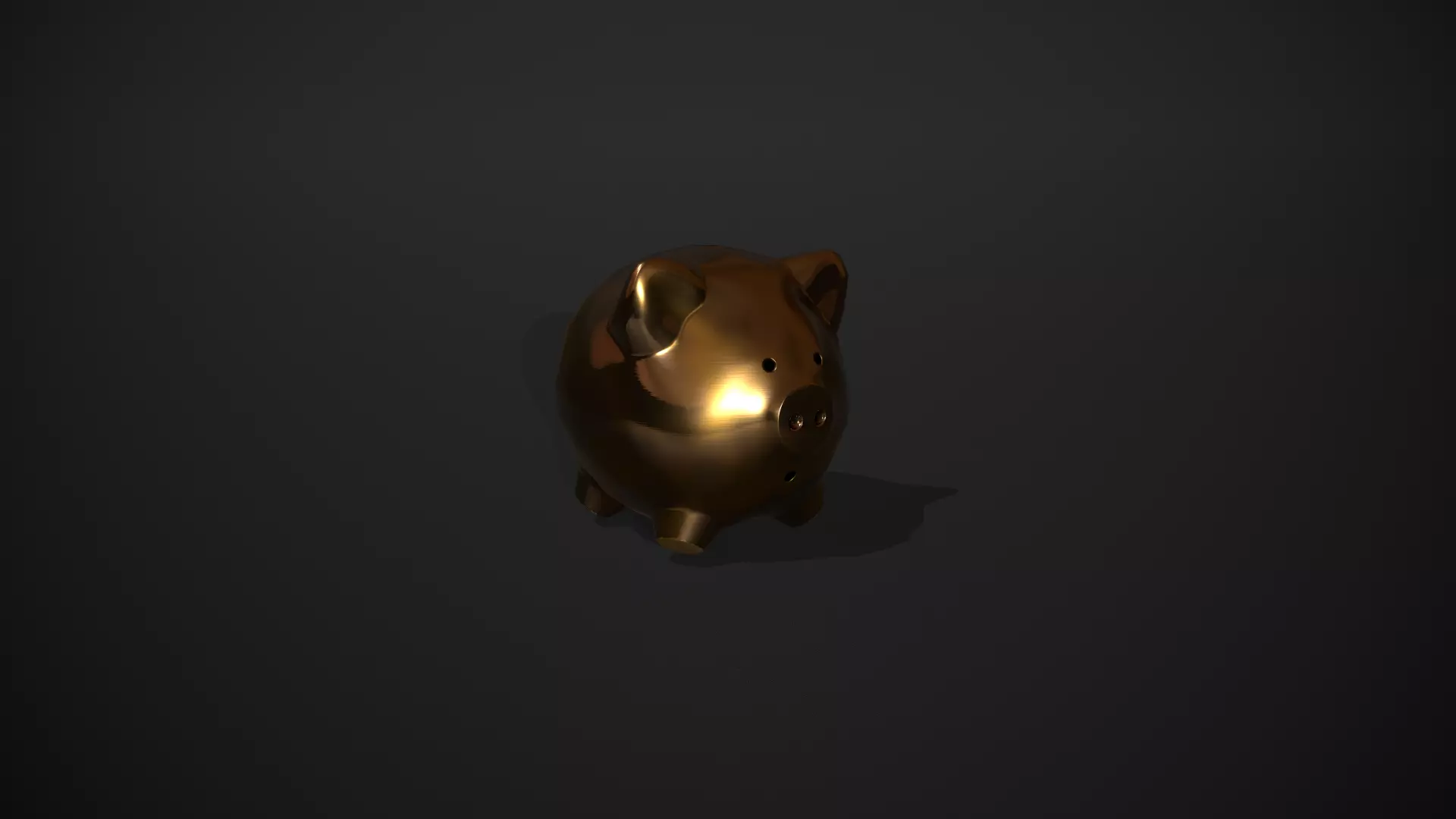 Gold Piggy Bank Low-poly 3D model_0