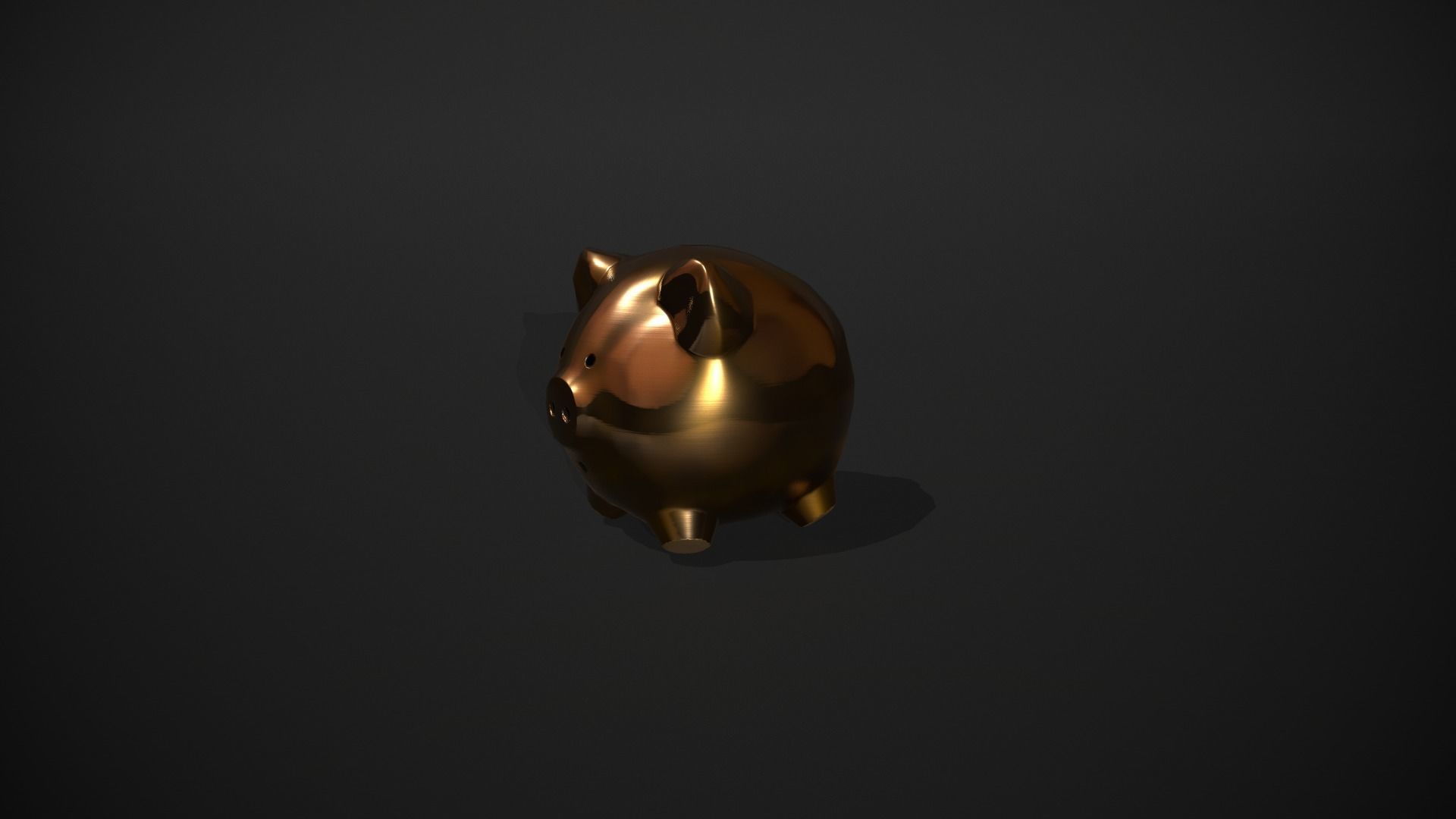 Gold Piggy Bank Low-poly 3D model_8