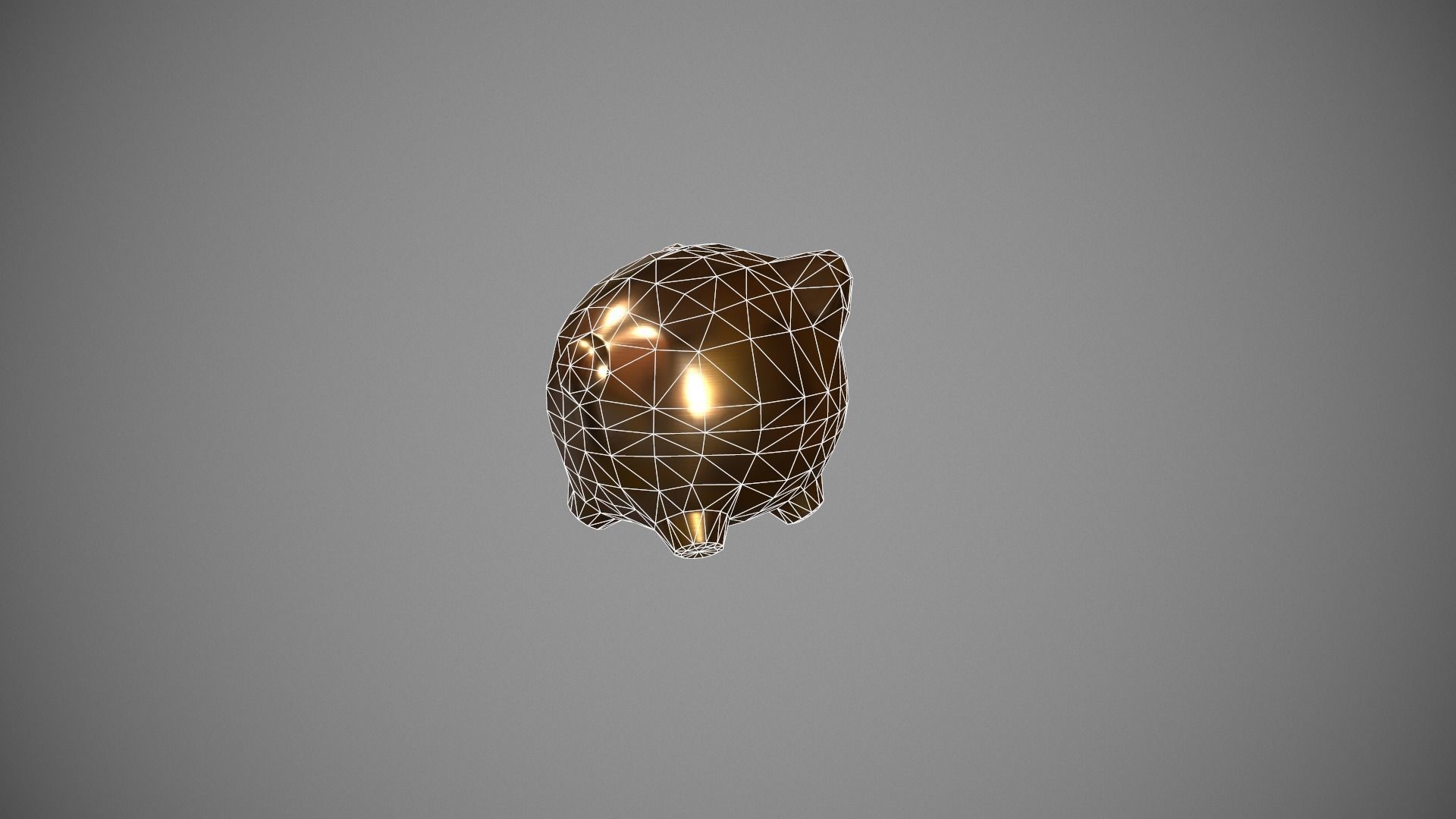 Gold Piggy Bank Low-poly 3D model_17