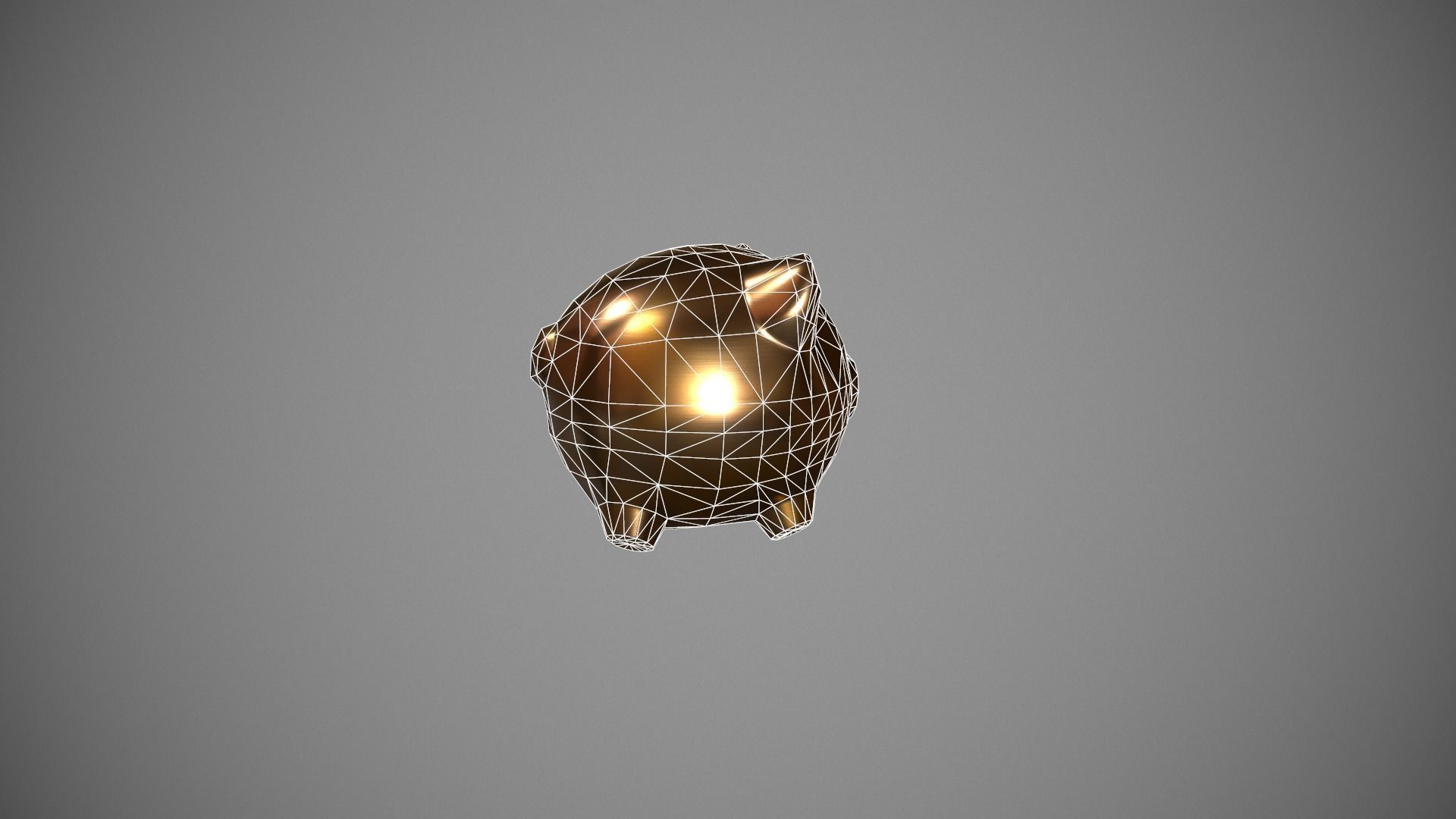 Gold Piggy Bank Low-poly 3D model_16