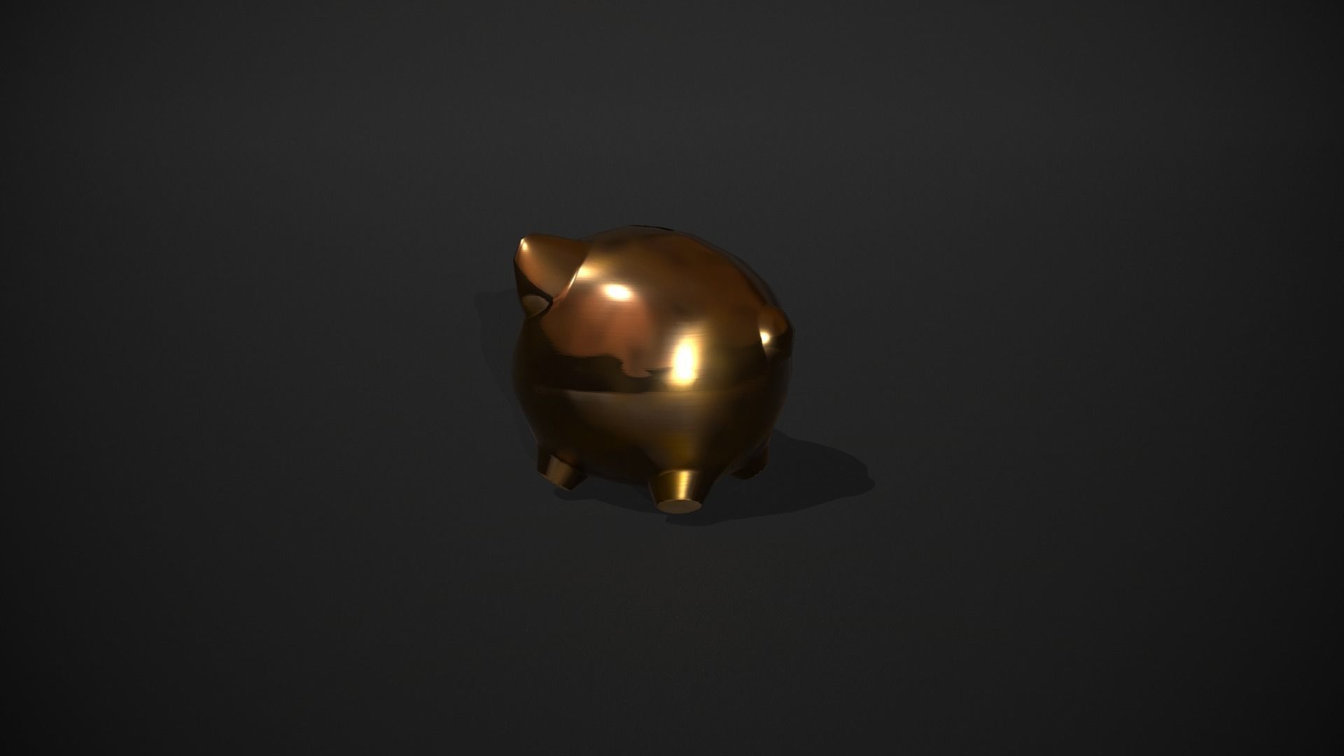 Gold Piggy Bank Low-poly 3D model_6