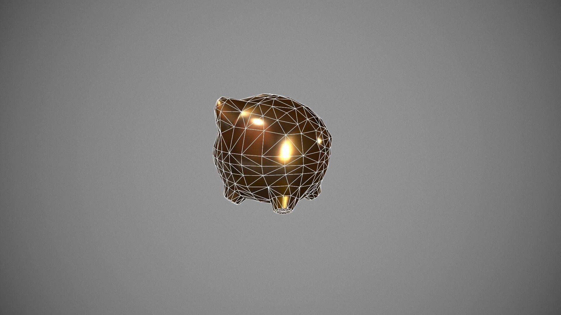 Gold Piggy Bank Low-poly 3D model_20