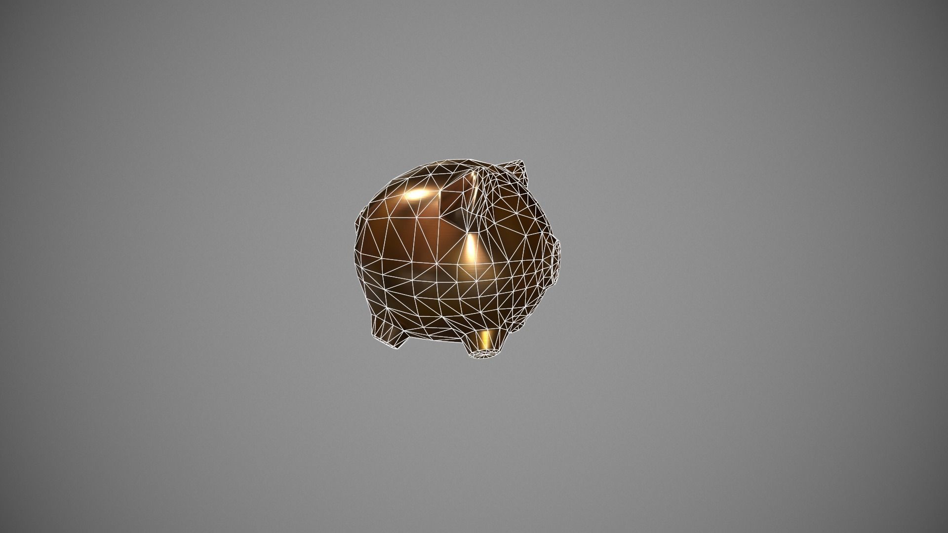 Gold Piggy Bank Low-poly 3D model_15