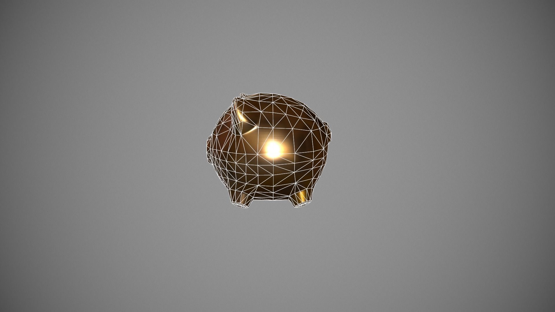 Gold Piggy Bank Low-poly 3D model_21
