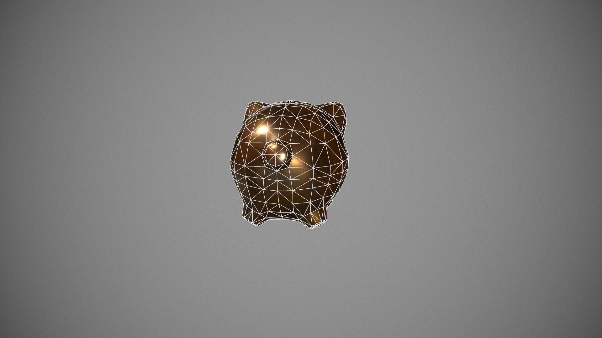 Gold Piggy Bank Low-poly 3D model_18