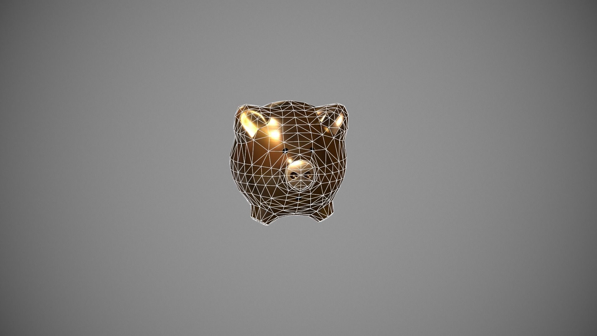 Gold Piggy Bank Low-poly 3D model_24