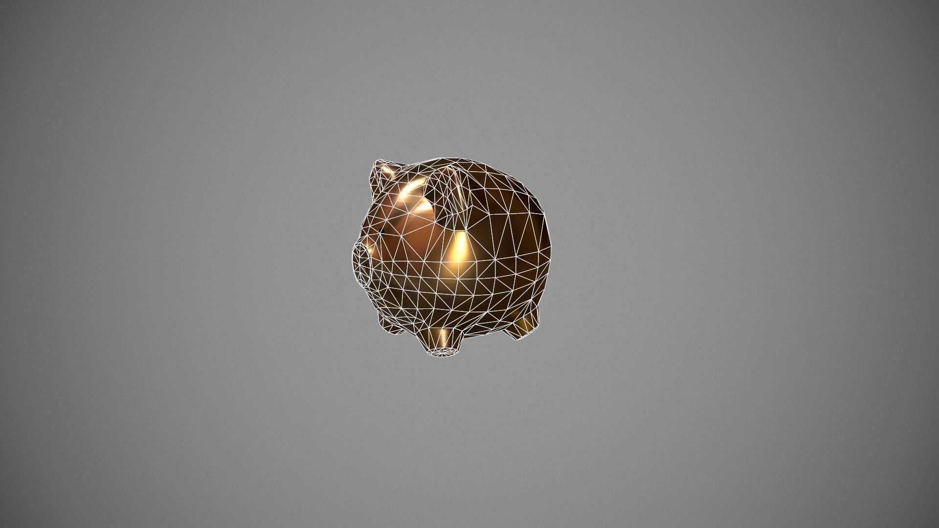 Gold Piggy Bank Low-poly 3D model_22