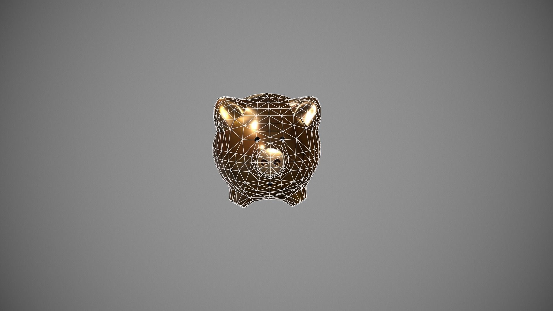 Gold Piggy Bank Low-poly 3D model_13