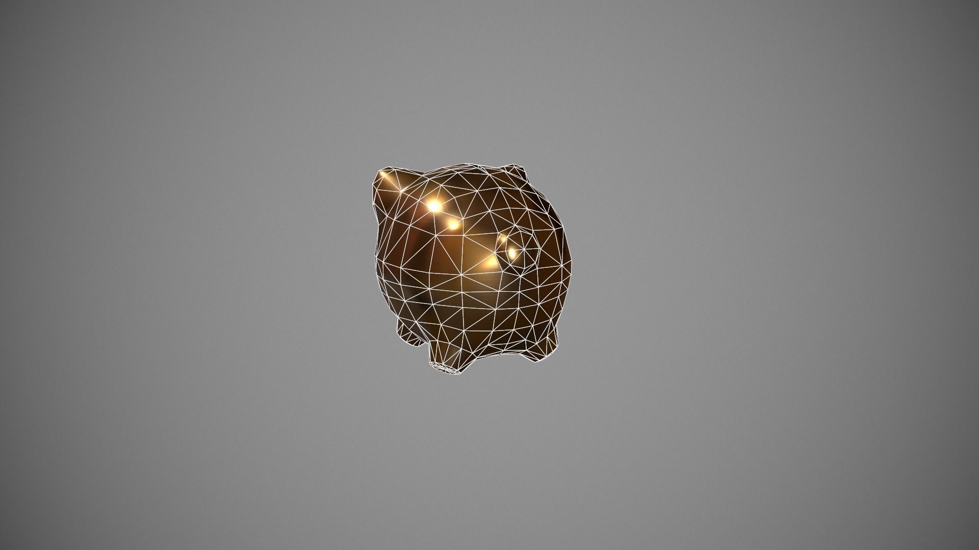 Gold Piggy Bank Low-poly 3D model_19
