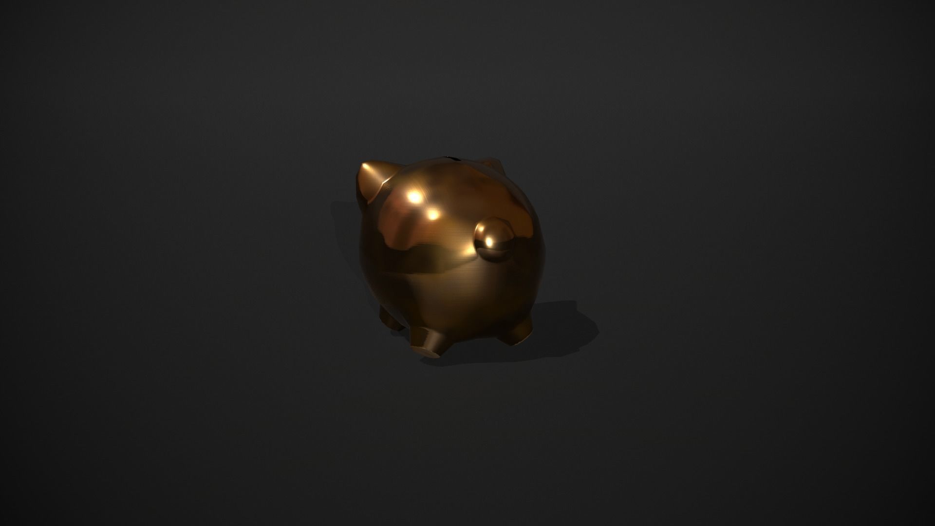 Gold Piggy Bank Low-poly 3D model_5