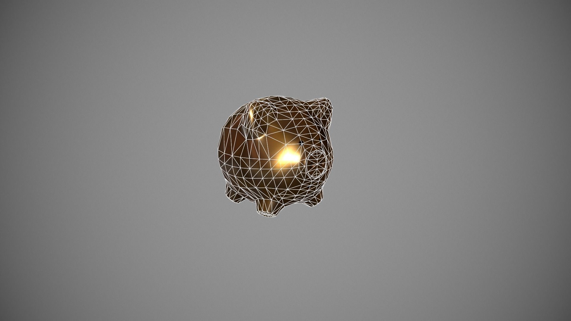 Gold Piggy Bank Low-poly 3D model_14