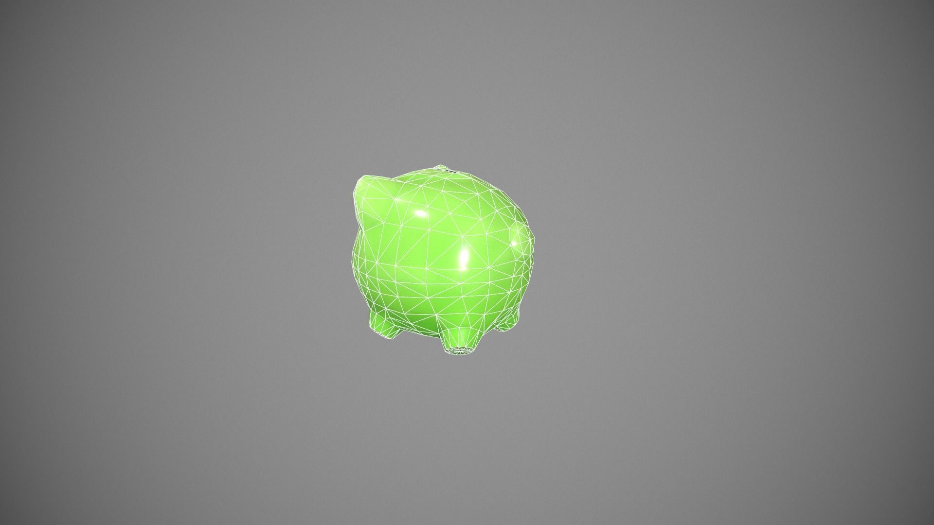 Green Piggy Bank Low-poly 3D model_19