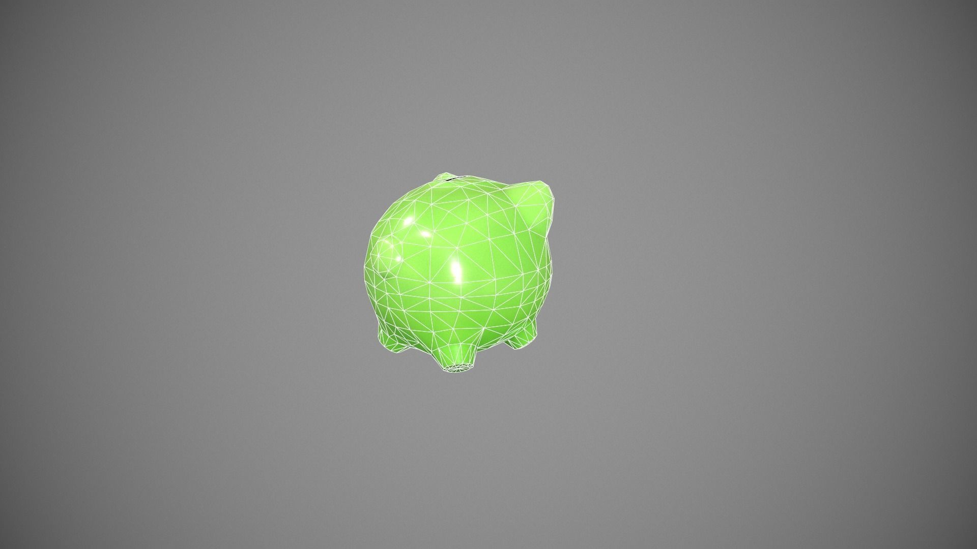 Green Piggy Bank Low-poly 3D model_16