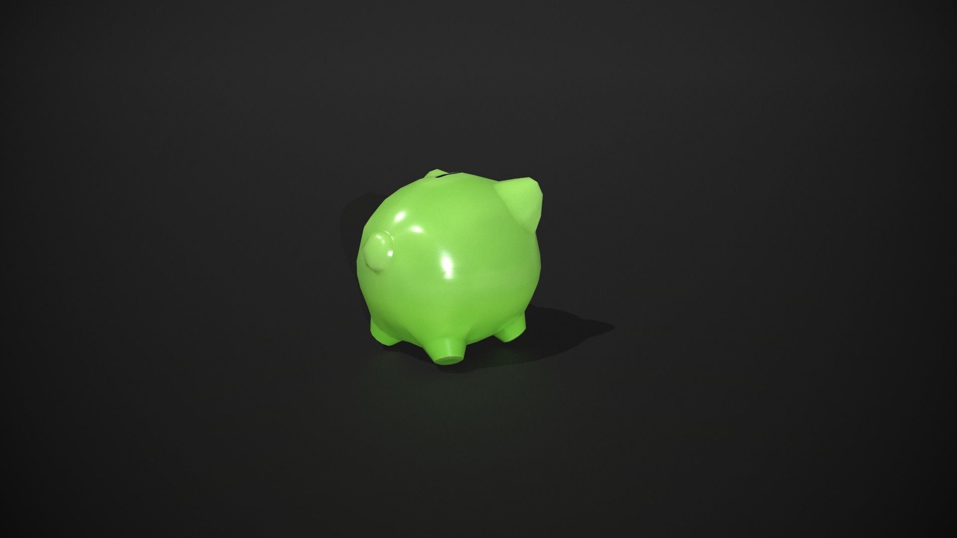 Green Piggy Bank Low-poly 3D model_3