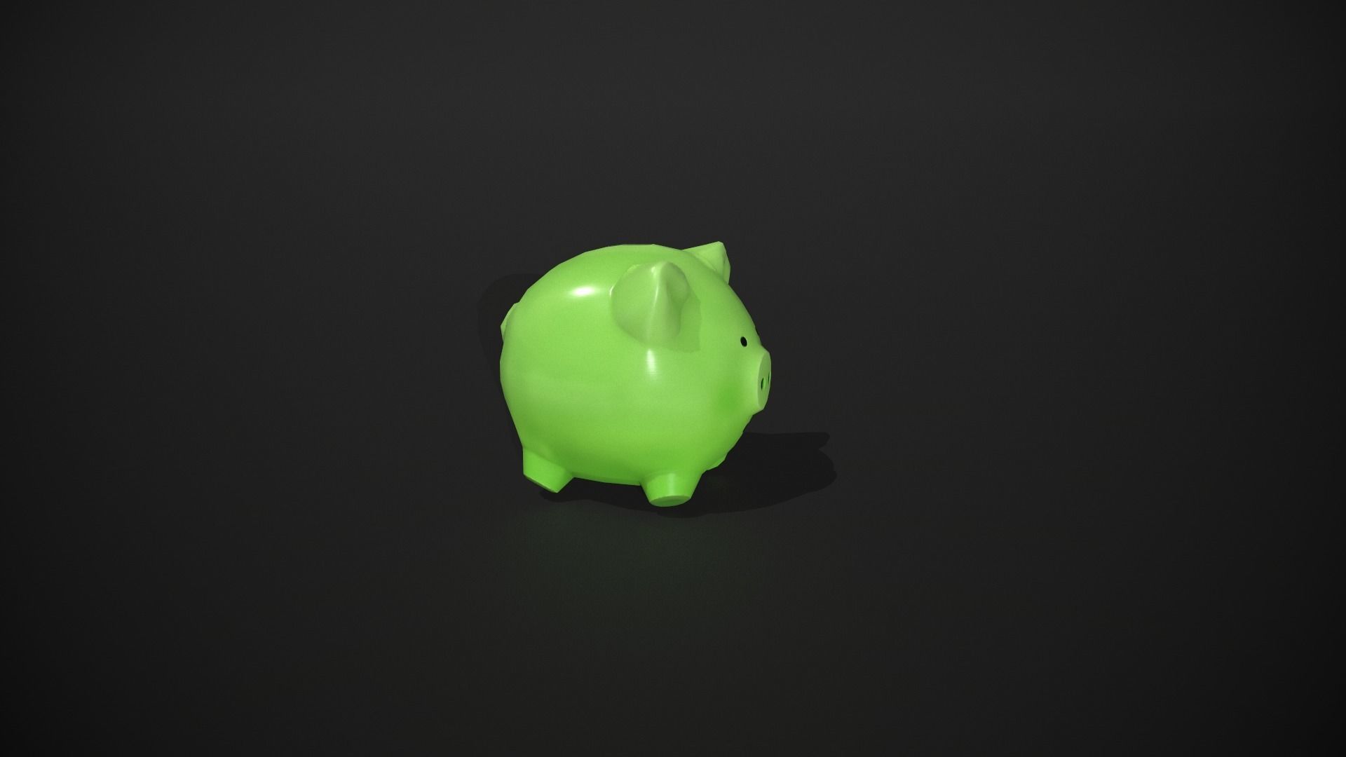Green Piggy Bank Low-poly 3D model_1