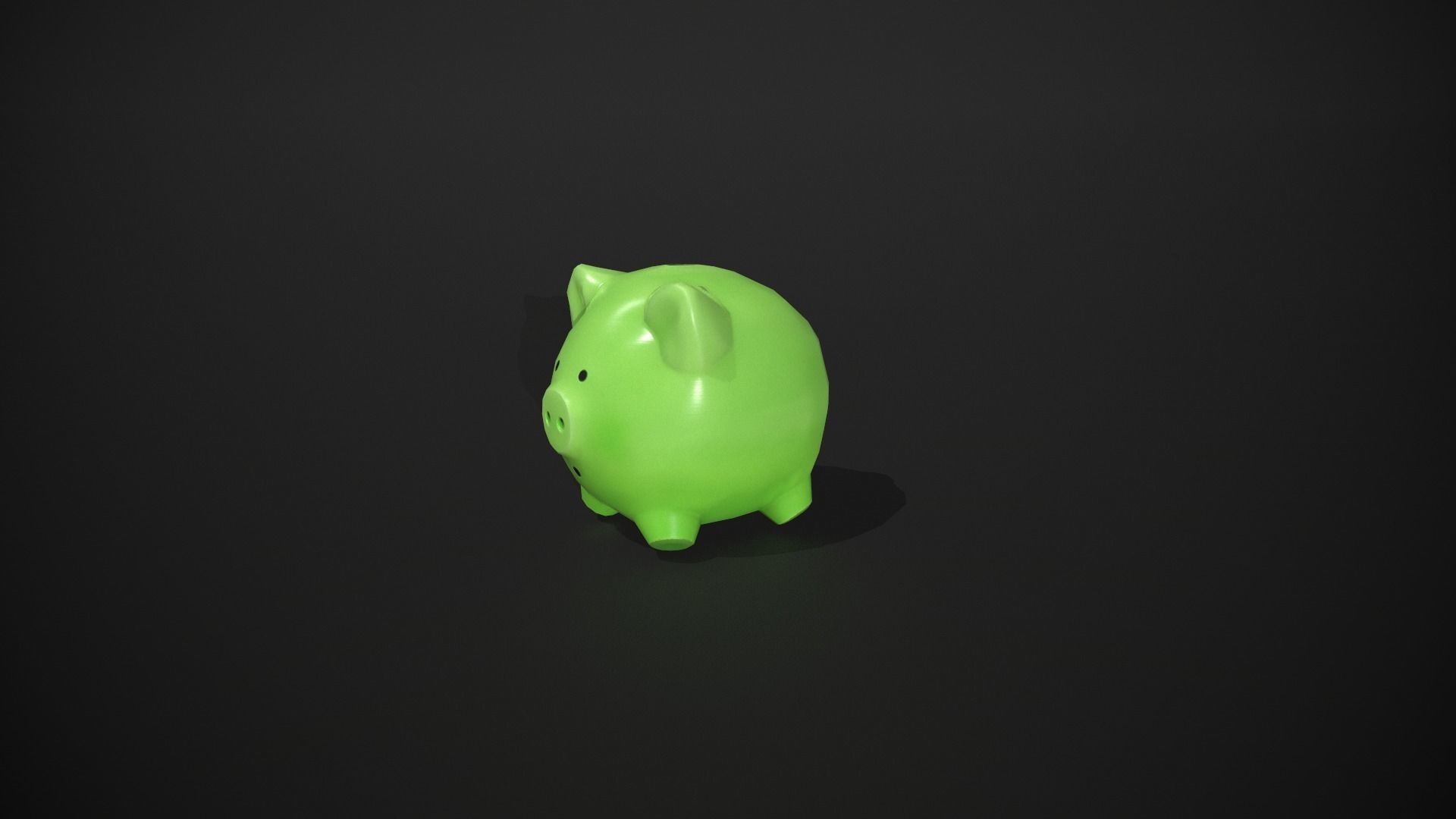 Green Piggy Bank Low-poly 3D model_8