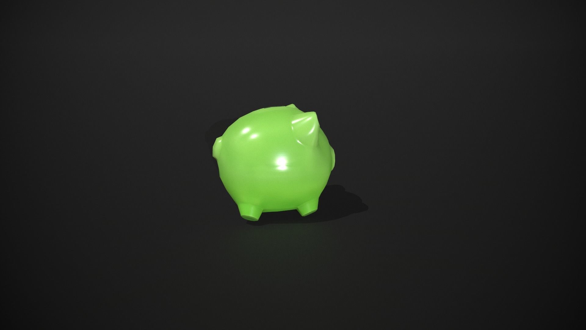 Green Piggy Bank Low-poly 3D model_2