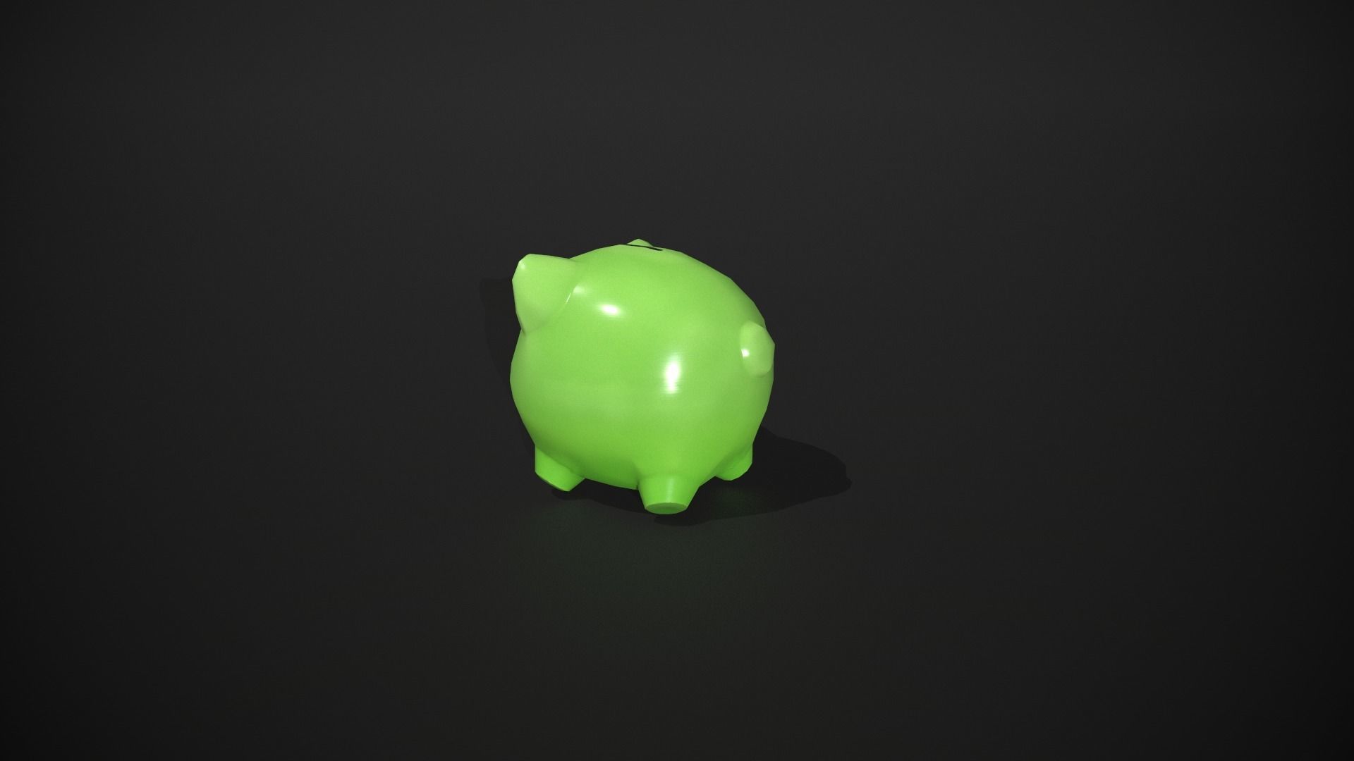 Green Piggy Bank Low-poly 3D model_6