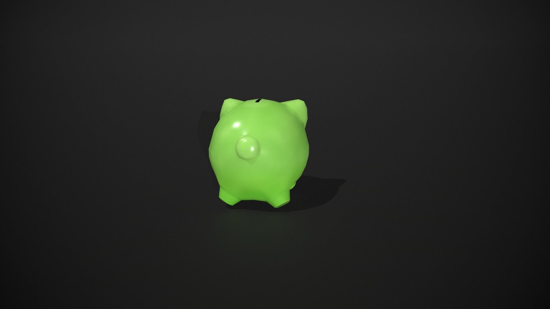 Green Piggy Bank Low-poly 3D model_4