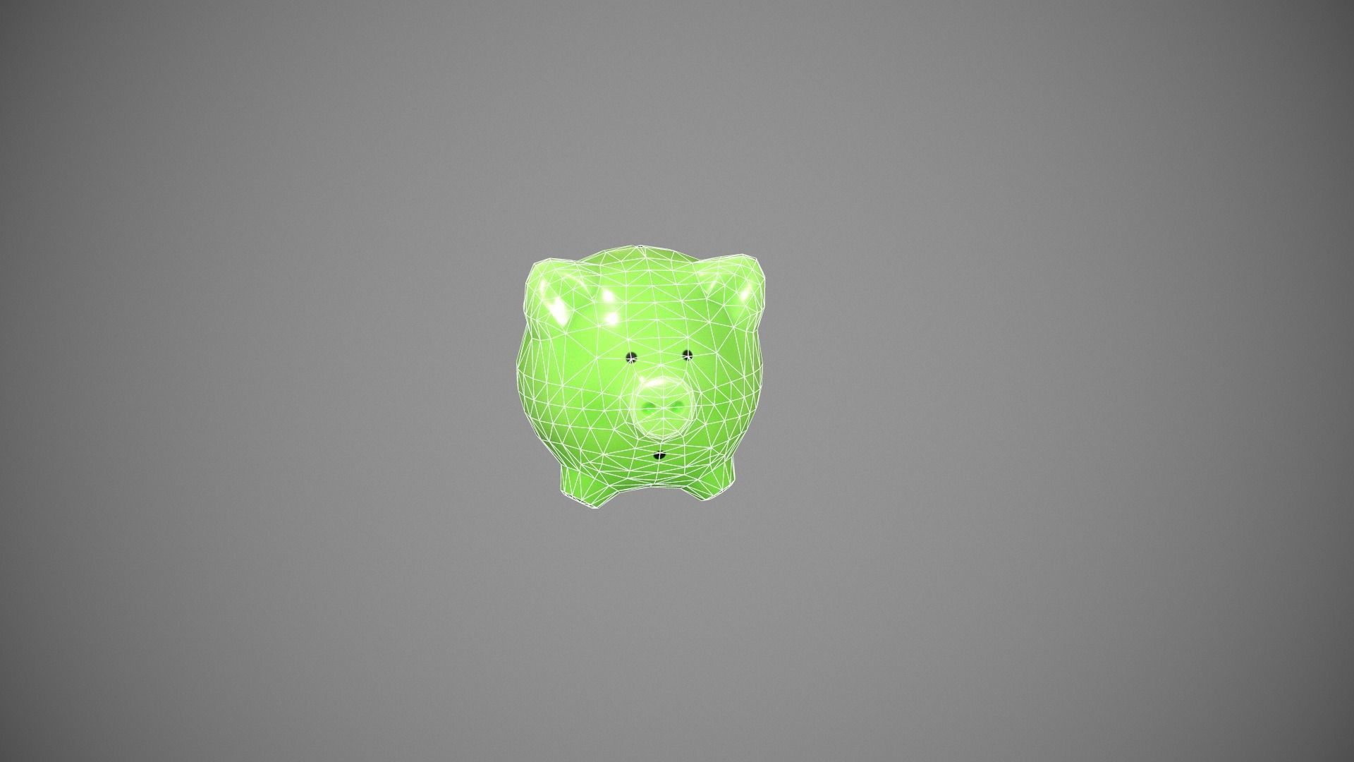 Green Piggy Bank Low-poly 3D model_23