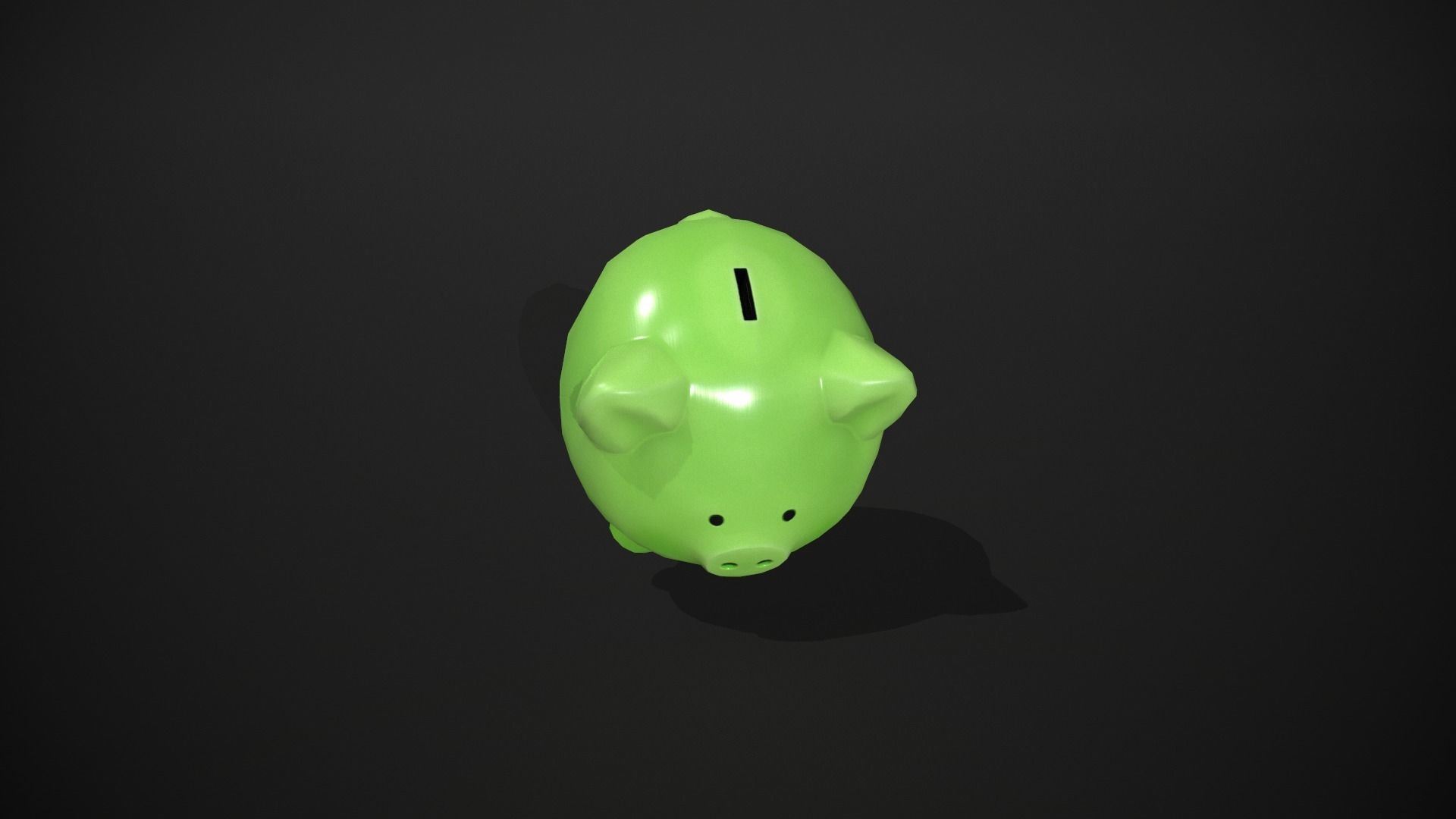 Green Piggy Bank Low-poly 3D model_11