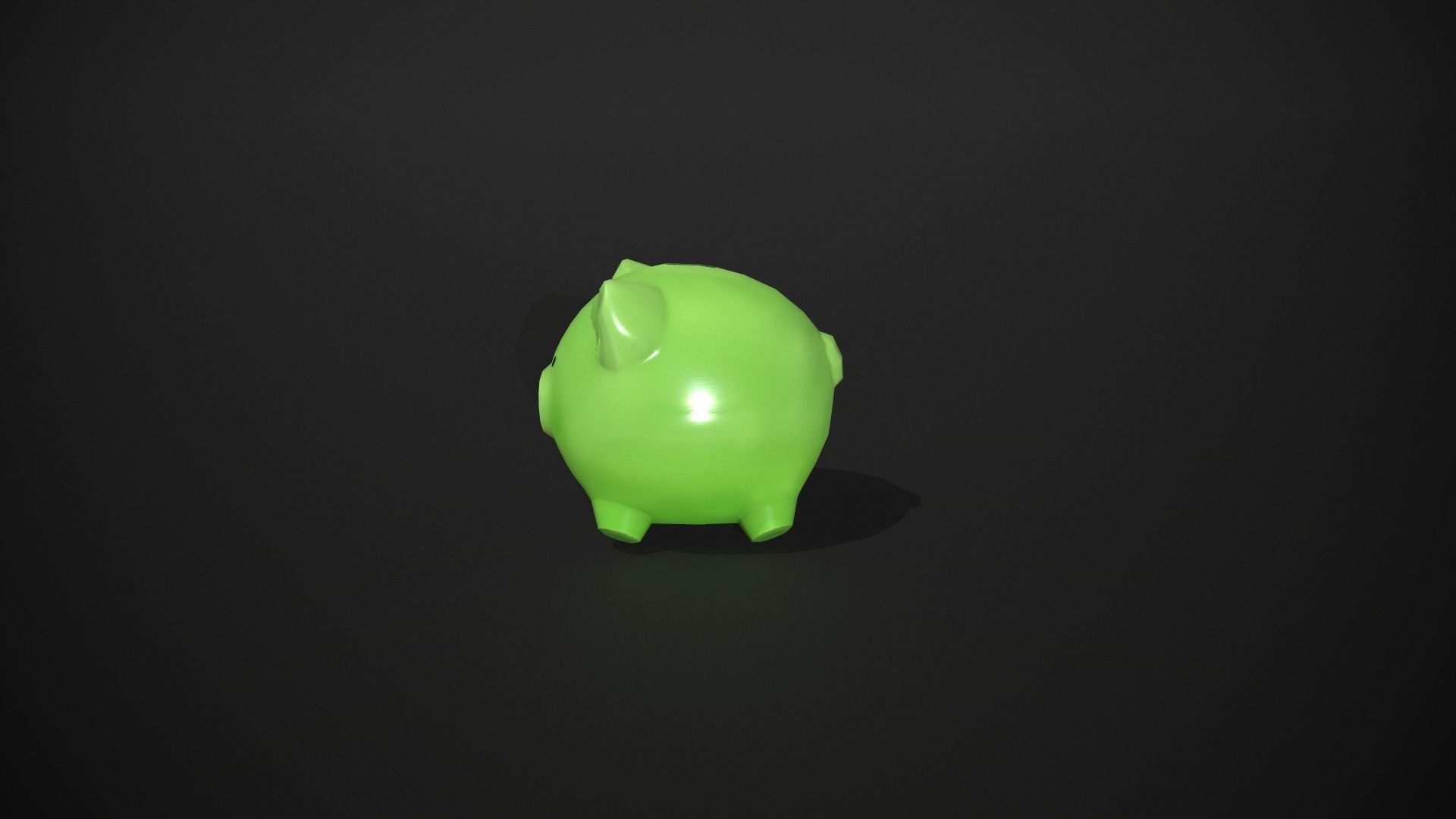 Green Piggy Bank Low-poly 3D model_7