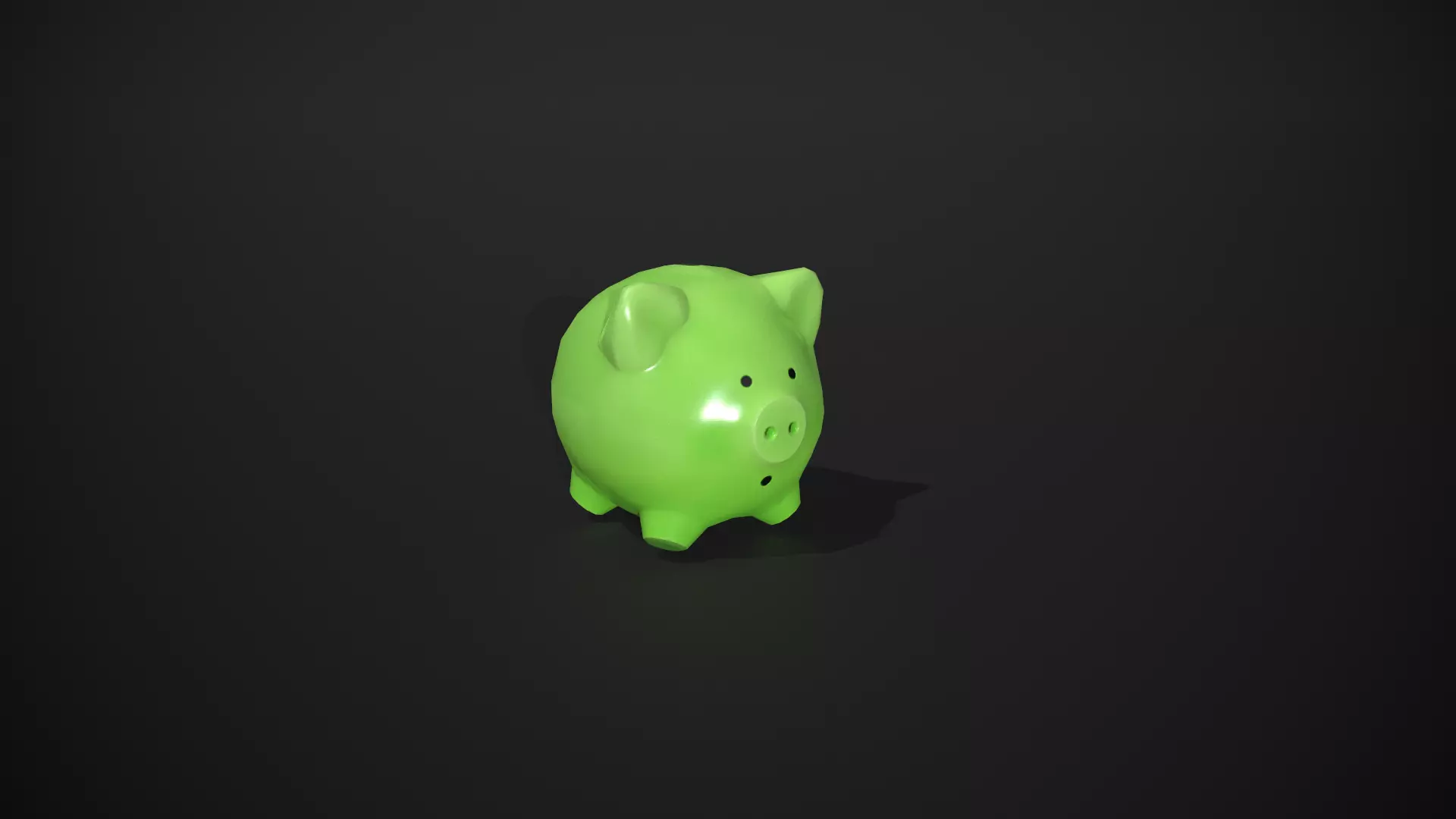 Green Piggy Bank Low-poly 3D model_0
