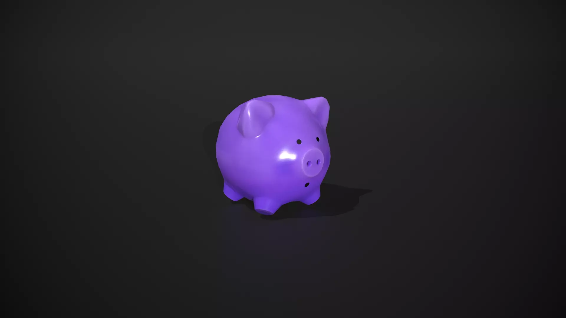 Purple Piggy Bank Low-poly 3D model