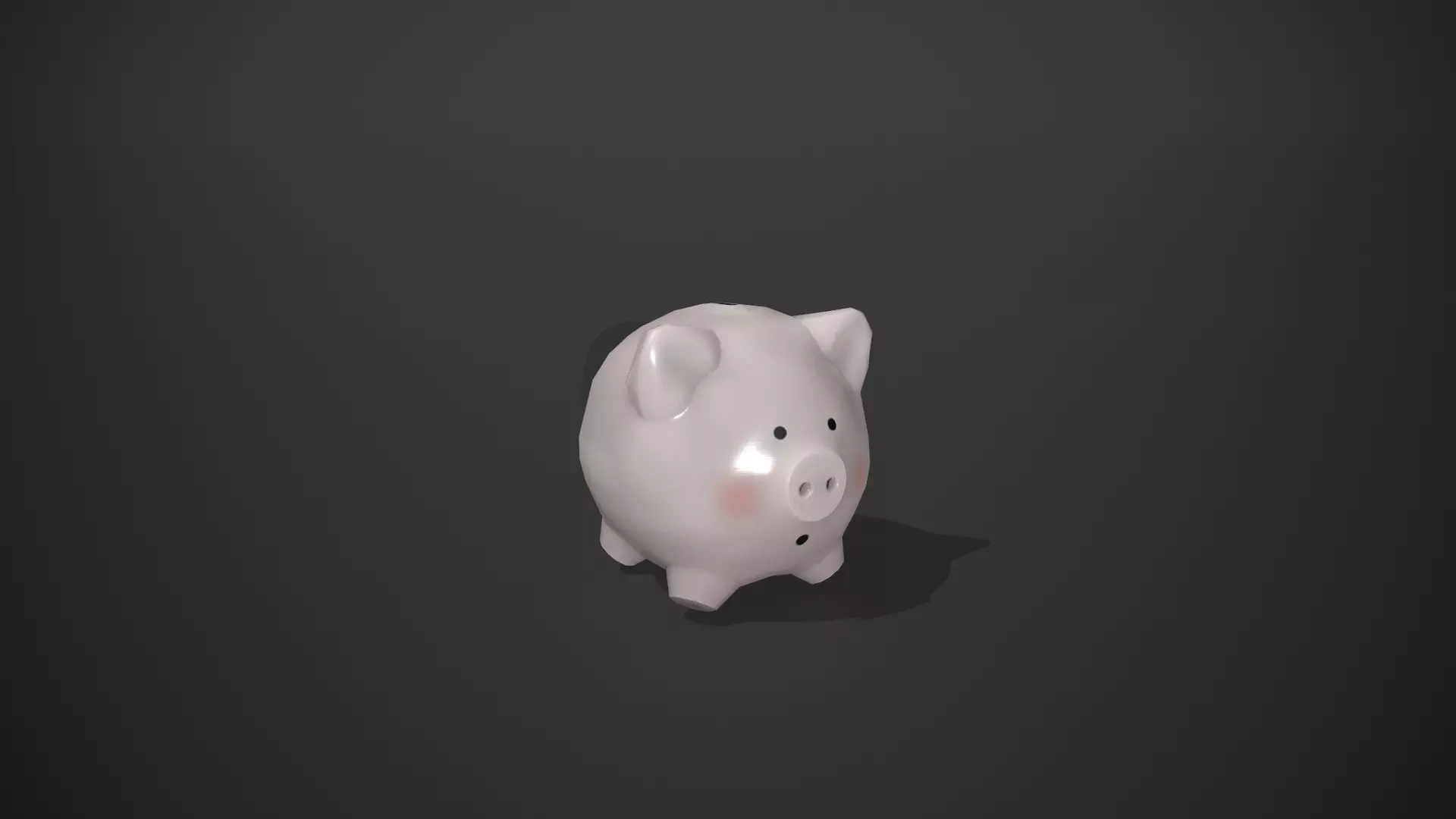 White Piggy Bank Low-poly 3D model
